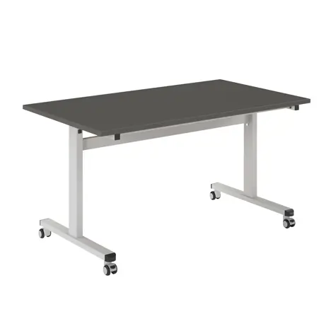 Pro Flip Rectangular Table - W1400 x D800 x H725mm - White Legs - Onyx Grey